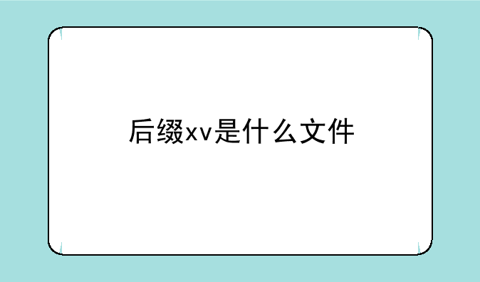 后缀xv是什么文件