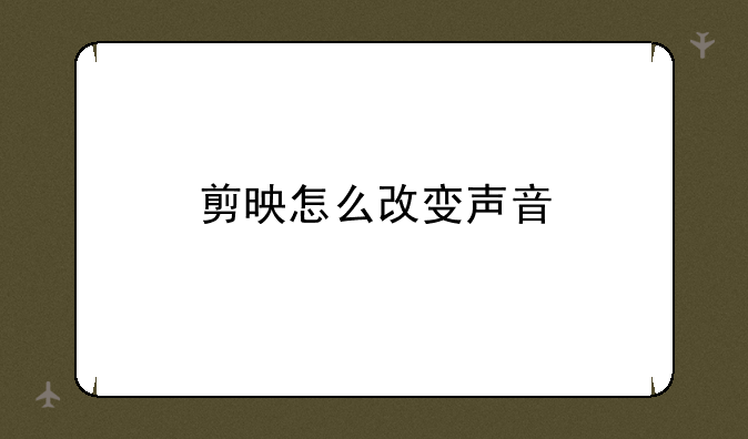 剪映怎么改变声音