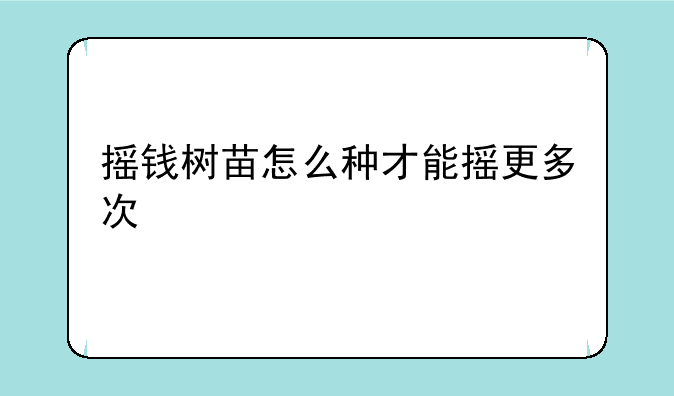 摇钱树苗怎么种才能摇更多次