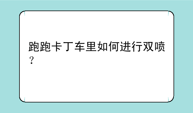 跑跑卡丁车里如何进行双