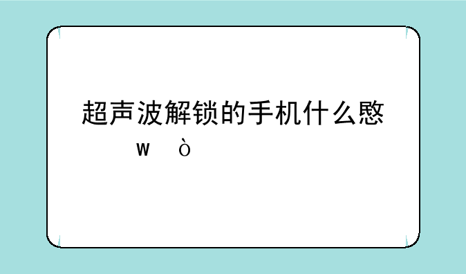 超声波解锁的手机什么意思？