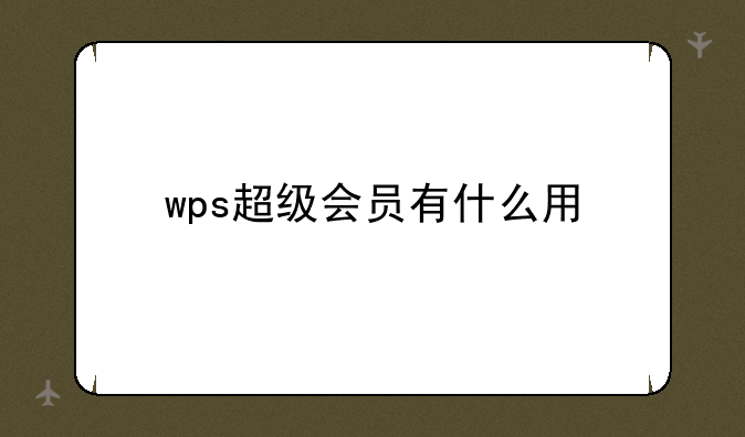 wps超级会员有什么用