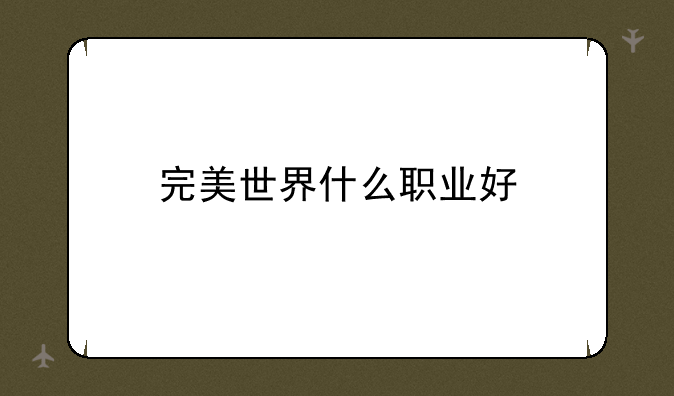 完美世界什么职业好