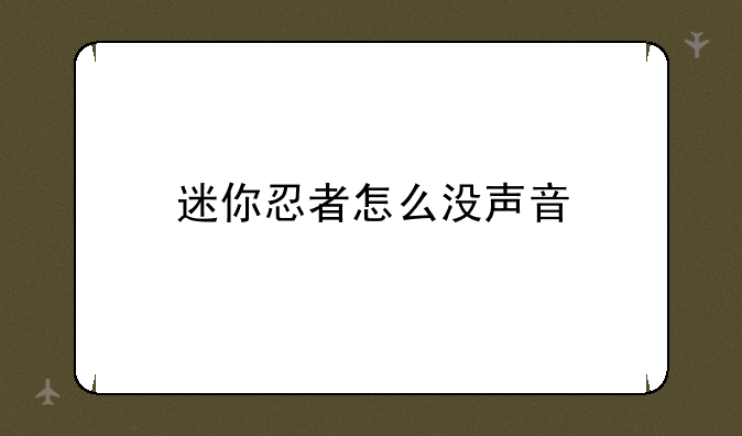 迷你忍者怎么没声音