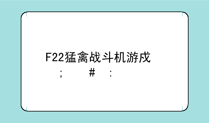F22猛禽战斗机游戏怎么玩