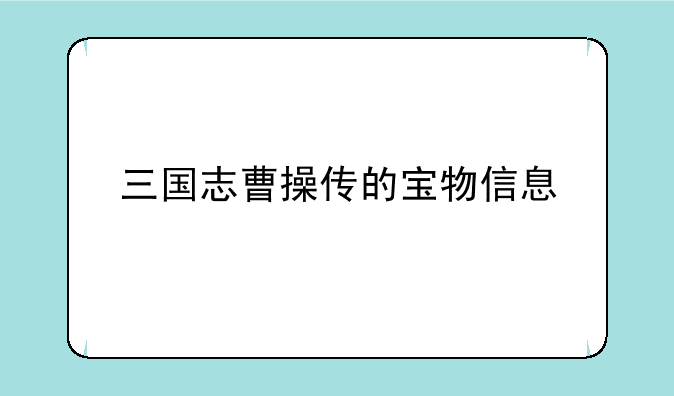 三国志曹操传的宝物信息