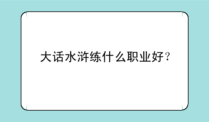 大话水浒练什么职业好？