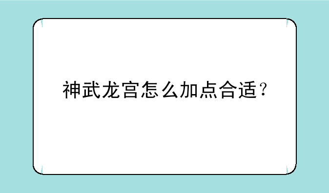 神武龙宫怎么加点合适？