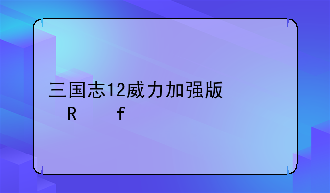 三国志12威力加强版修改器