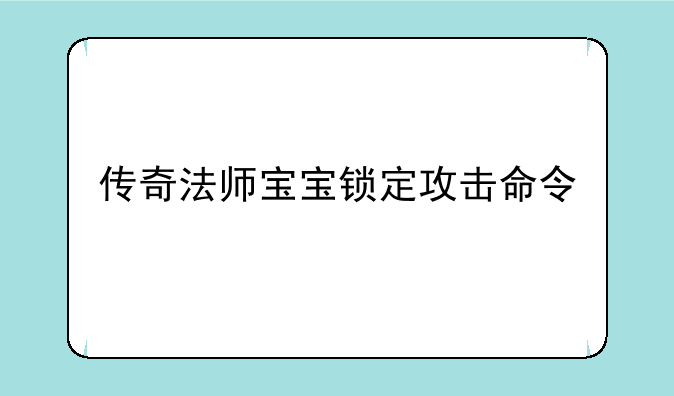 传奇法师宝宝锁定攻击命
