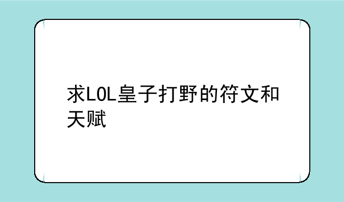 求LOL皇子打野的符文和天