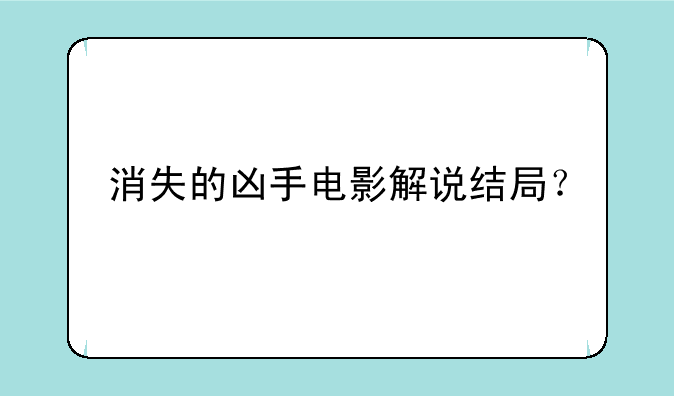消失的凶手电影解说结局？
