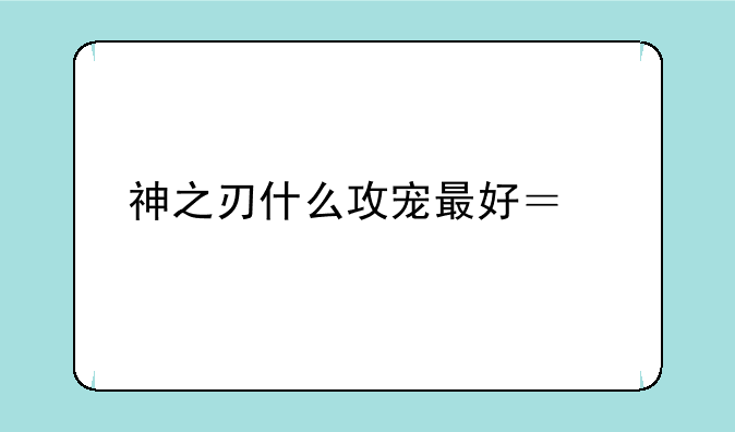 神之刃什么攻宠最好？悬赏