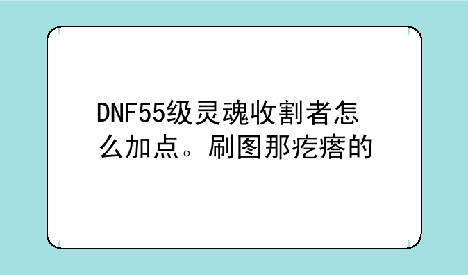 DNF55级灵魂收割者怎么加点。刷图那疙瘩的