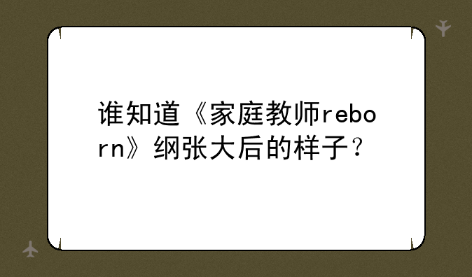 谁知道《家庭教师reborn》纲张大后的样子？