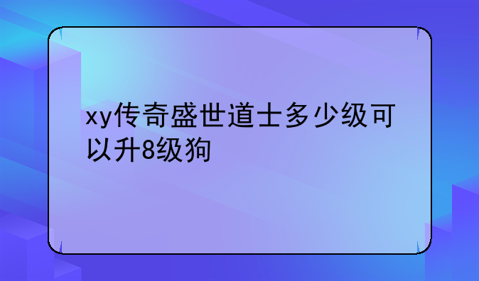 xy传奇盛世道士多少级可以升8级狗