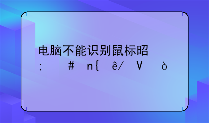 电脑不能识别鼠标是怎么