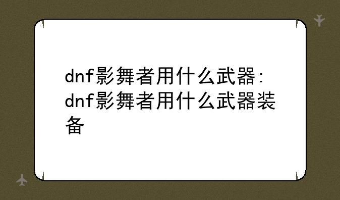 dnf影舞者用什么武器:dnf影舞者用什么武器装备