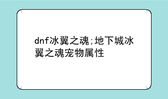 dnf冰翼之魂;地下城冰翼之魂宠物属性