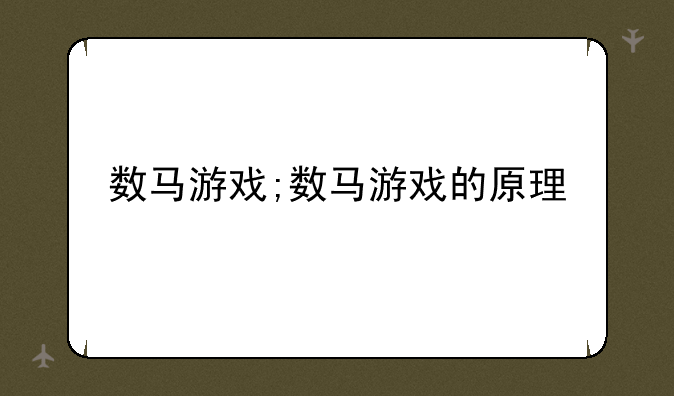 数马游戏;数马游戏的原理