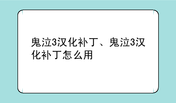 鬼泣3汉化补丁、鬼泣3汉化